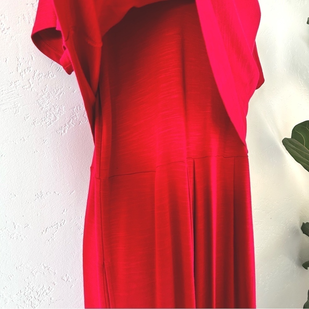 J. JILL Jersey Knit Layered Short Sleeve Sangria Dress Pockets Red Size Medium - Picture 7 of 11